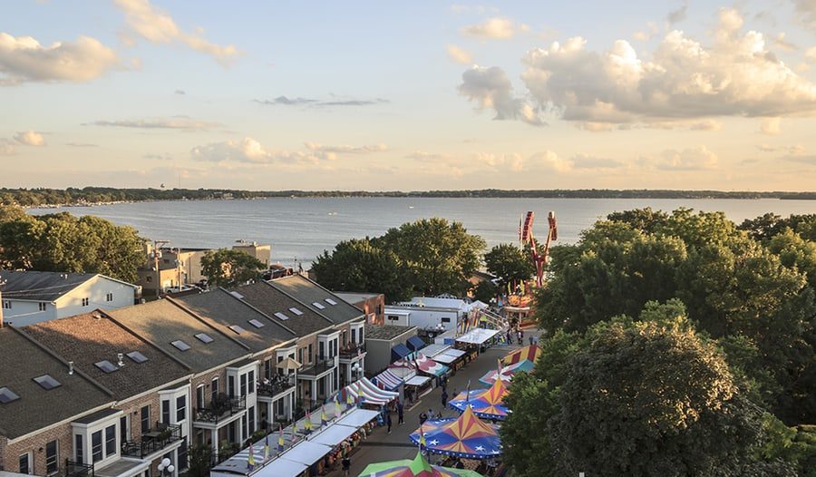 A view of Clear Lake from a Ferris wheel during the Fourth of July
