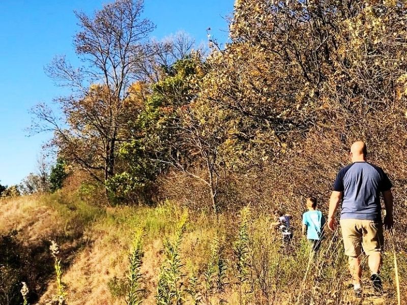 Family on a trail at Lewis & Clark Park in Council Bluffs, Iowa 