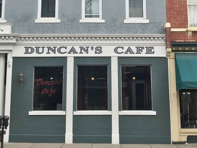 Exterior of Duncan's Cafe in downtown Council Bluffs, Iowa