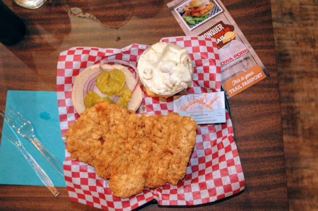 The pork tenderloin at Larsen's pub in Elk Horn, Iowa