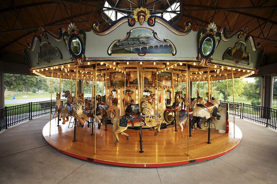 The Heritage Carousel, a seasonal attraction in Des Moines