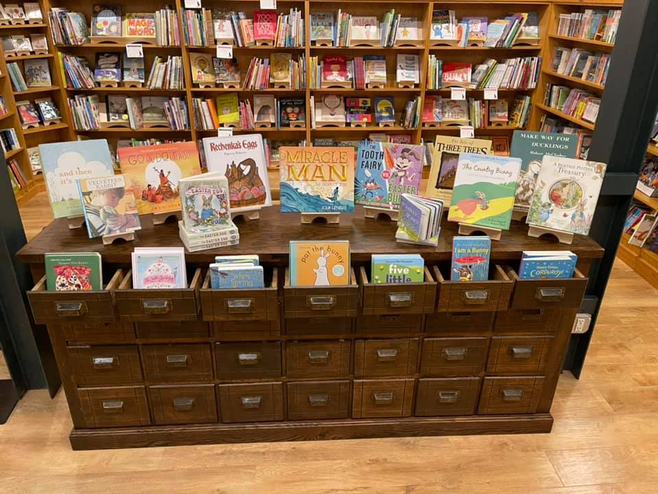 A picture book display at Dog-Eared Books in Ames, Iowa 