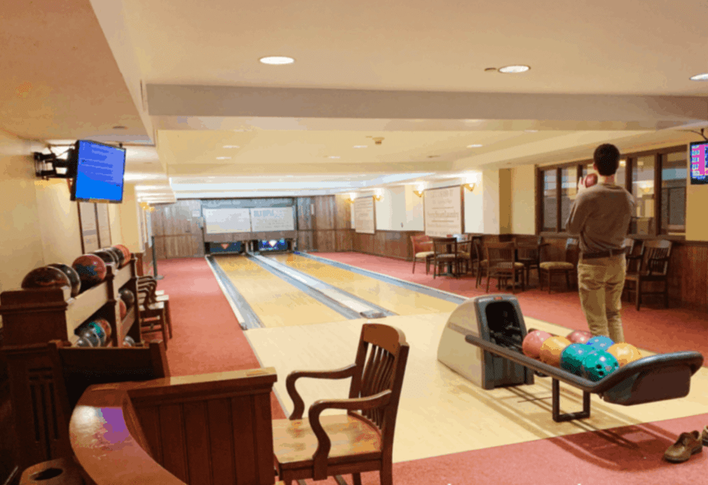 The Oley Olson Bowling Alley inside the Hotel Pattee.