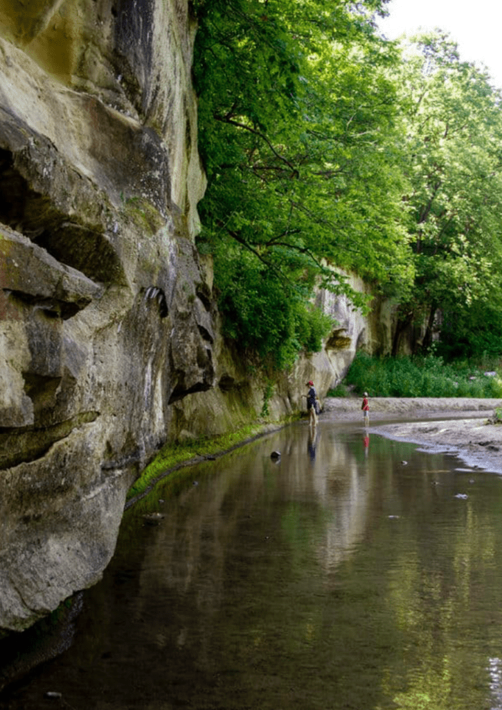 Wading in water at Ledges State Park in Iowa