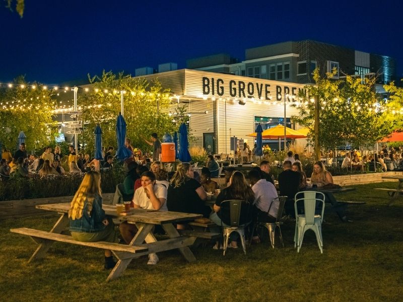 Evening outside the Big Grove Brewery