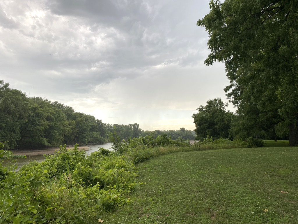The banks of the Raccoon River at Walnut Woods State Park