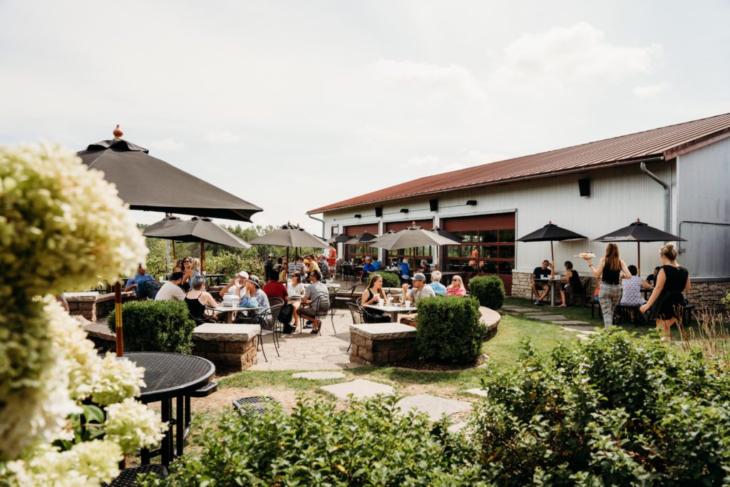 The patio at Cedar Ridge Winery & Distillery near Cedar Rapids, Iowa