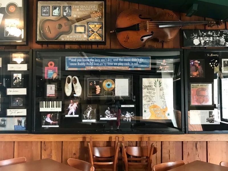 Memorabilia on the wall at the Surf Ballroom