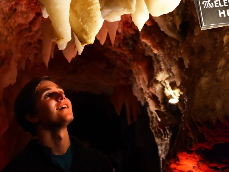 Inside Crystal Lake Cave in Iowa