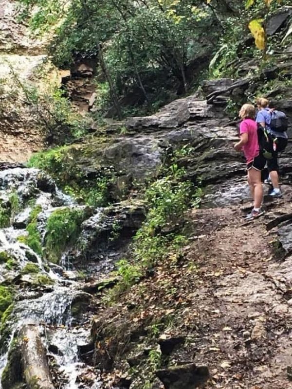 Dunning's Spring Park has a waterfall you can climb up