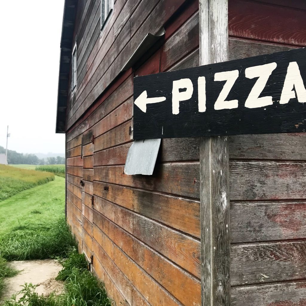 A sign for pizza at Luna Valley Farm