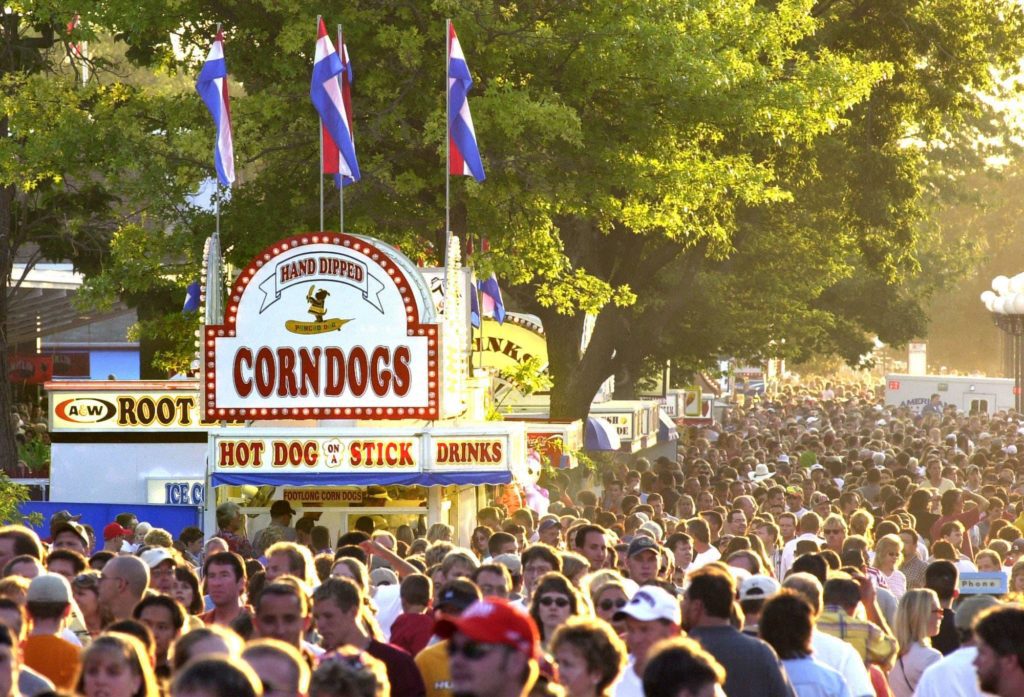 The busy Iowa State Fair Concourse