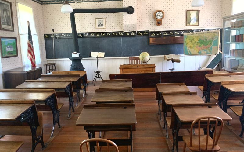 A one-room schoolhouse on display at Harrison County Historical Village in Missouri Valley