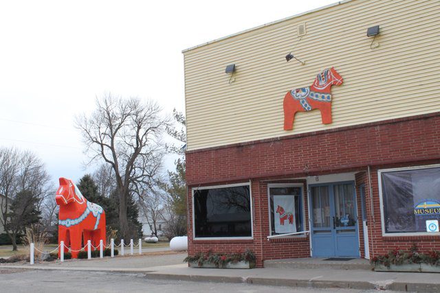 The exterior of Swedish American Museum and Historical Society in Swedesburg, Iowa