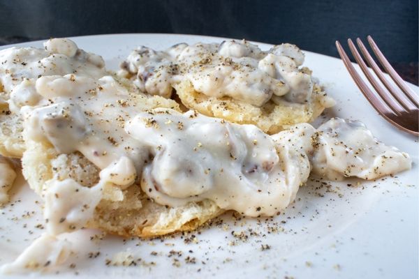 A plate of biscuits and gravy