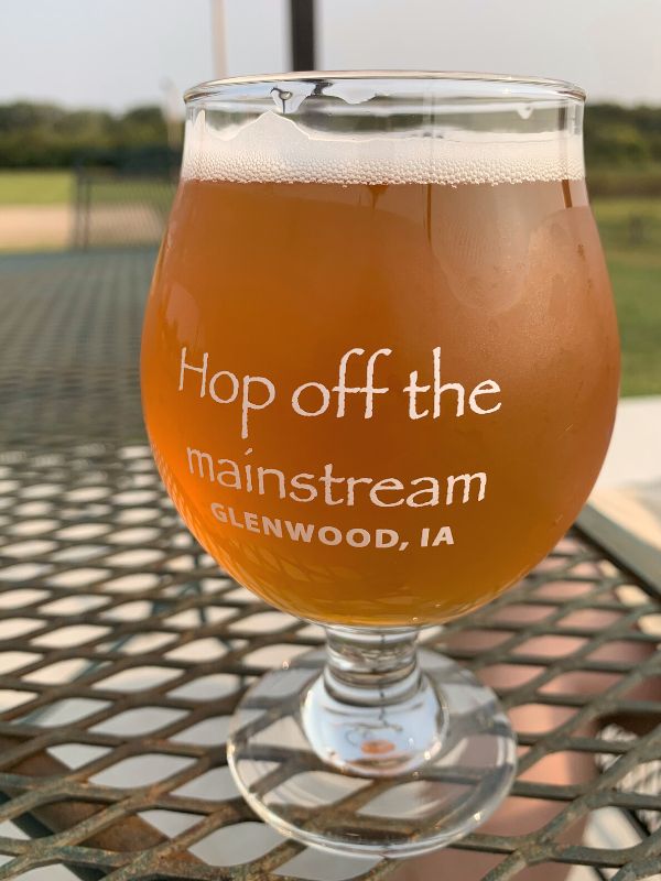 A beer on the patio at Keg Creek Brewing in Glenwood, Iowa