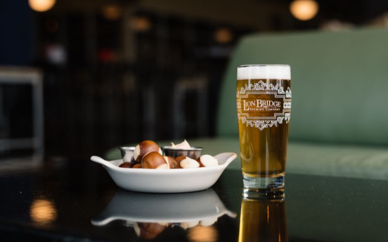 Pretzel bites and a beer at Lion Bridge Brewing Co. in Cedar Rapids