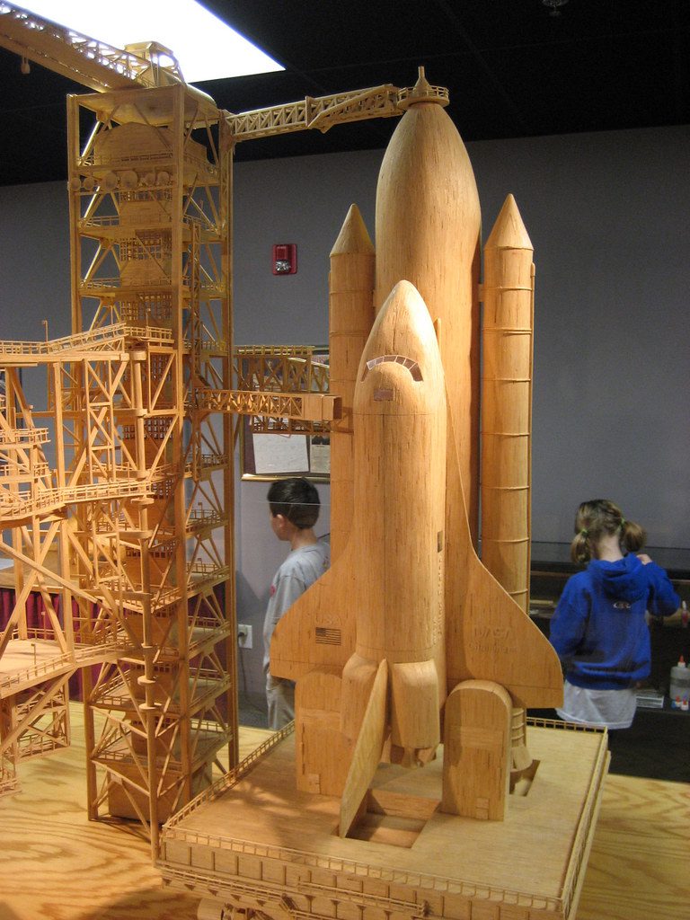 A shuttle made out of matchsticks