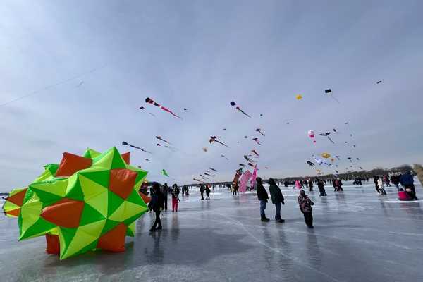 The annual kite festival held in the winter in Clear Lake, Iowa