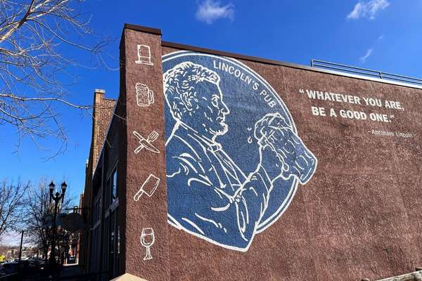 A mural on the exterior of Lincoln's Pub in downtown Council Bluffs
