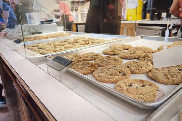 Sheets filled with fresh cookies at Cookies, Etc., in downtown Clear Lake Iowa
