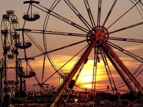 Rides at the midway at the Iowa State Fair, held every August in Des Moines