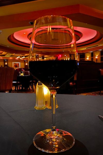 Red wine on a table at Jack Binion's Steak House in Council Bluffs