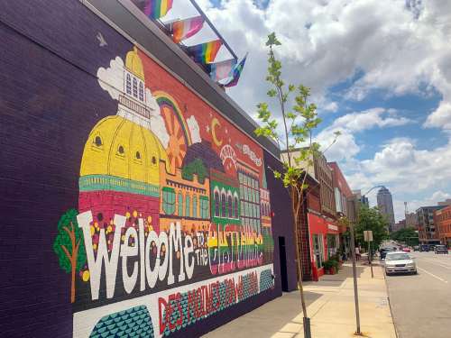 A colorful mural in Historic East Village