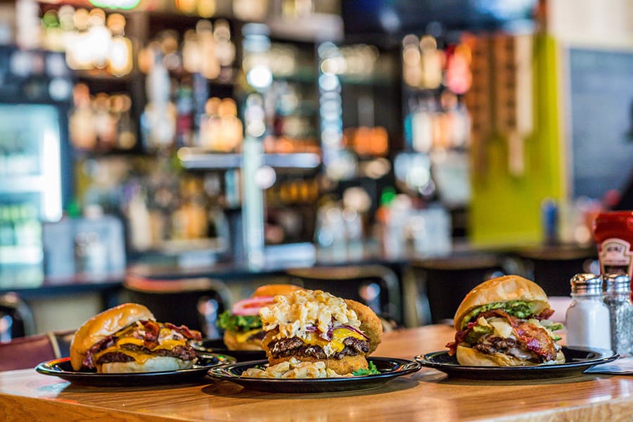 Giant burgers at Zombie Burger + Drink Lab, a popular restaurant in Des Moines