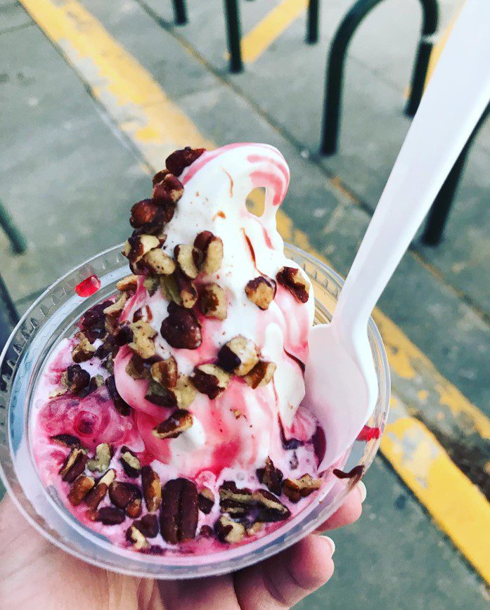 An up-close photo of a sundae at the locally-owned, family-run ice cream shop, Christy Creme