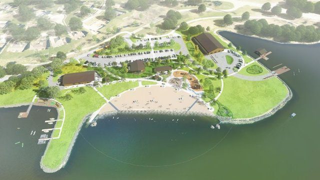 An overhead view of design plans for the Athene North Shore Recreation Area at Easter Lake Park 