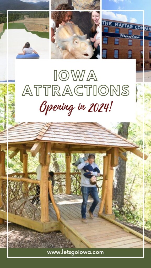 Highlights of Iowa attractions, hotels and park improvements to see in 2024! Plans include a new Treehouse Village, an inclusive park additions, retro hotels, and an all-season ski and snowboard hill!